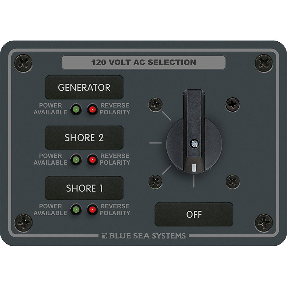 Blue Sea 8366 AC Rotary Switch Panel 30 Ampere 3 Positions + OFF, 2 Pole [8366]