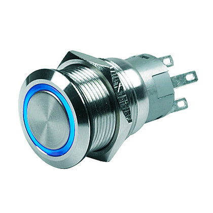 BEP Push-Button Switch - 12V Latching On/Off - Blue LED [80-511-0003-01]